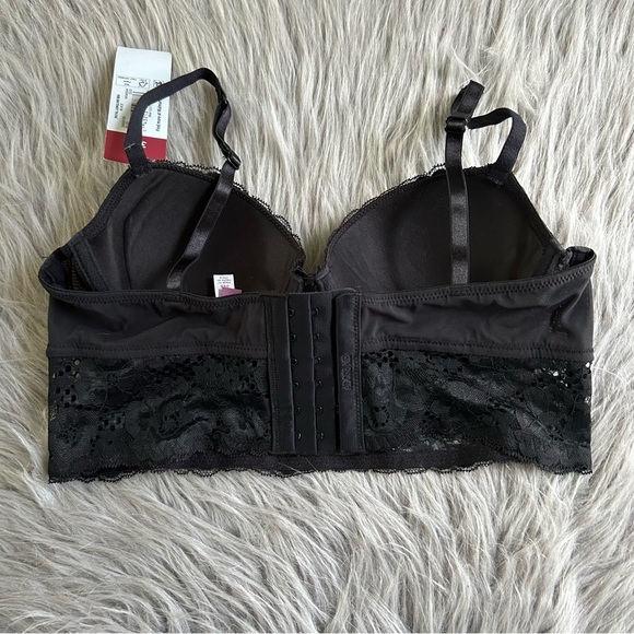 Adored By Adore Me Longline Bra Women’s Size 34B Black Floral Lace Lightly Lined - Picture 4 of 5